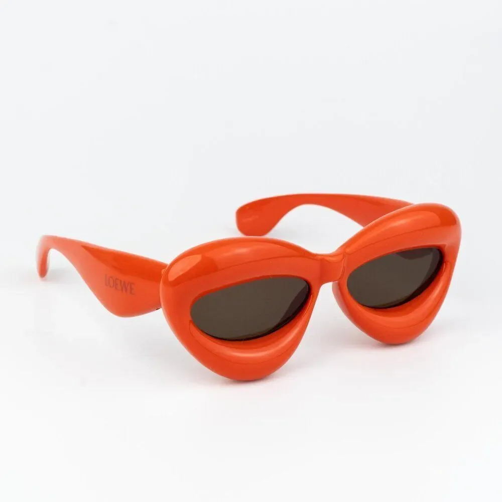 Loewe INFLATED Men Sunglasses Orange Brown Cat Eye LW40097I 42E NEW AUTHENTIC